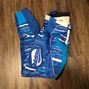Blue and White Biker Pants